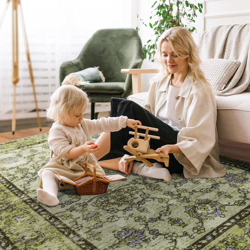 Fillender Washable Soft Vintage Rug Fashion Floral Rug For Living Room Dorm Decor, Rectangle 8' x 10'