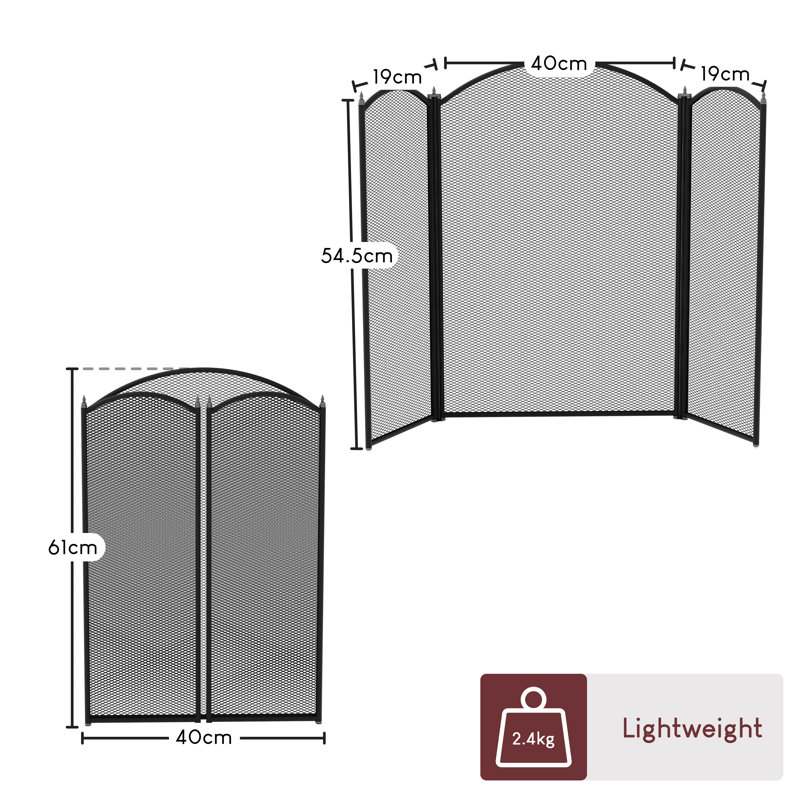 Selby 3 Panel Iron Fireplace Screen