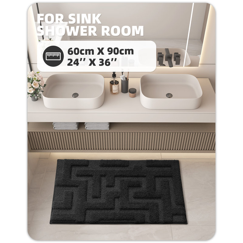 Tapis pour salle de bain Sighrik, Noir, L 24 po x l 36 po