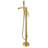 37.5" Solid Brass Floor Mounted Single Lever Handle Freestanding Tub Faucet, Waterfall Tub Filler With Handshower-107803003