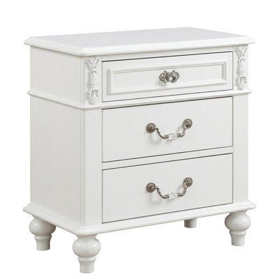 Virgil White 3 Drawers With Usb Outlet 16 In. W Nightstand