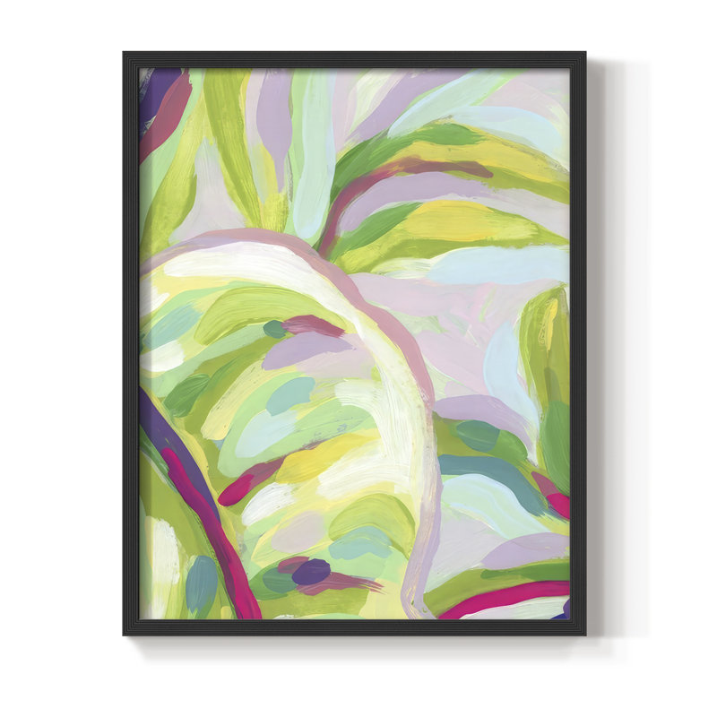 Impression encadrée Bright Tropical Abstraction III - bois massif, Noir, noir, noir, noir, H 11 po x l 9 po