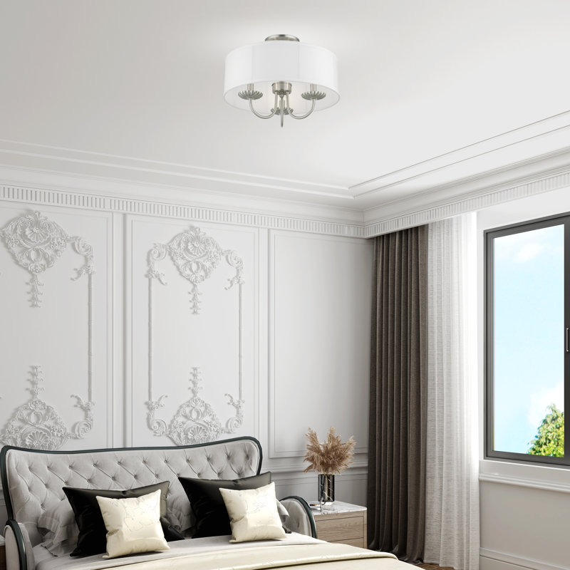 Plafonnier semi-encastré 3 lumières Lampert, Nickel brossé