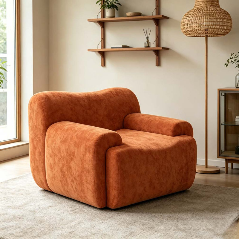 Chaise d'appoint moderne rembourrée, Orange