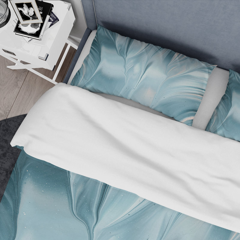 Blue Modern Water III - Ensemble de housse de couette transitionnelle moderne - Polyester en microfibre
