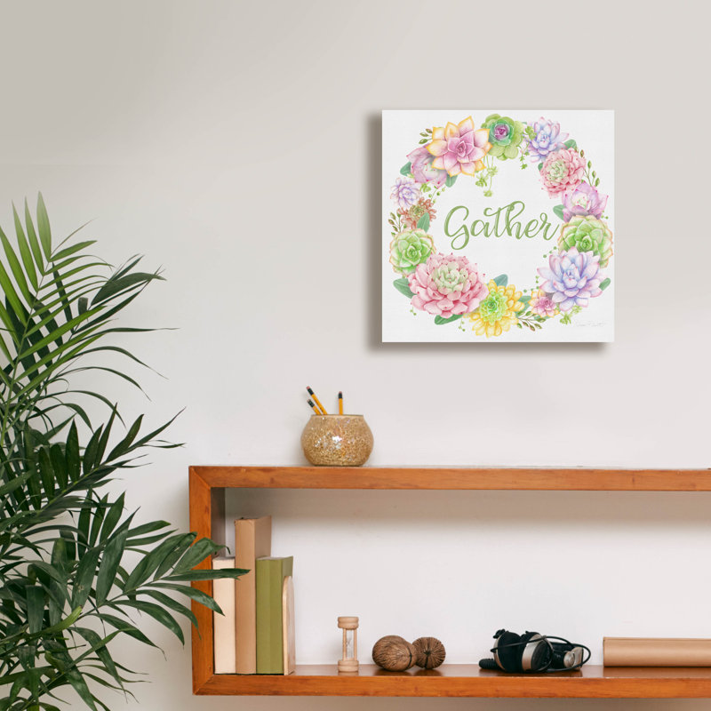  'Succulent Wreath A' by Jean Plout Canvas Wall Art, 12" x 12"