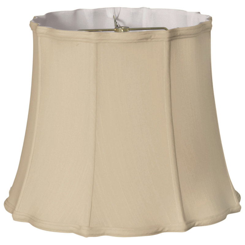 Abat-jour cloche en soie/chantoung (araignée), Or antique / Blanc cassé, H 11,5 po x l 16 po x P 16 po