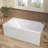 60" W X 32'' D Alcove Acrylic Bathtub Drop-In Soaking Tub 3-Wall White Bathroom Tub With Right Drain & Built-In Armrests-120653406