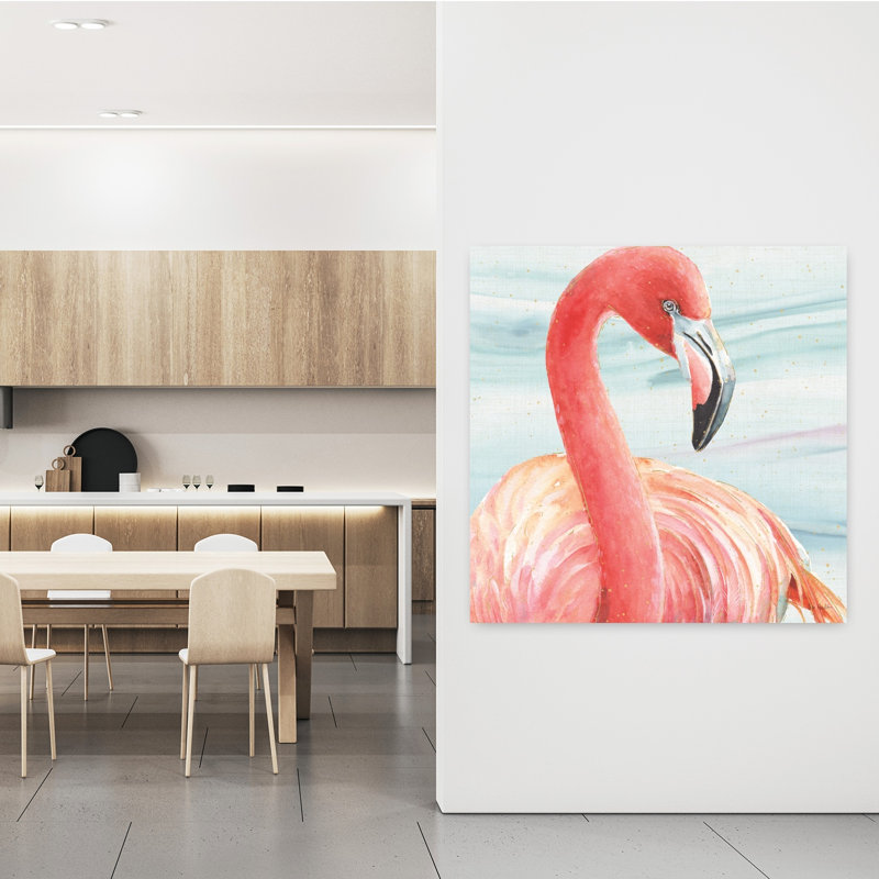 Oiseau flamant rose gracieux II, H 48 po x l 48 po