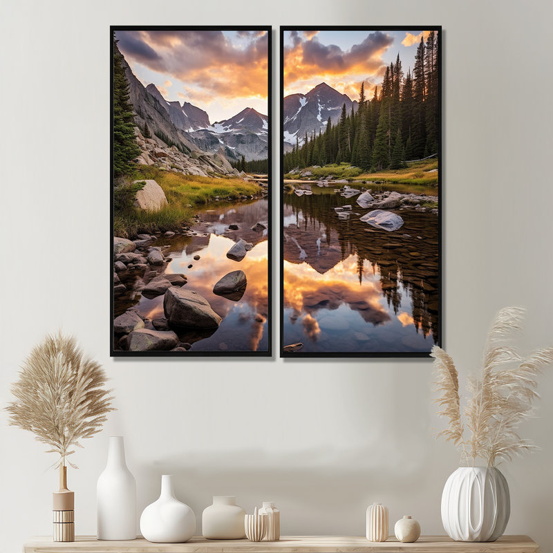 Colorado Mountain Senerity III - art mural moderne vert, H 40 po x l 40 po, Impression encadrée flottante