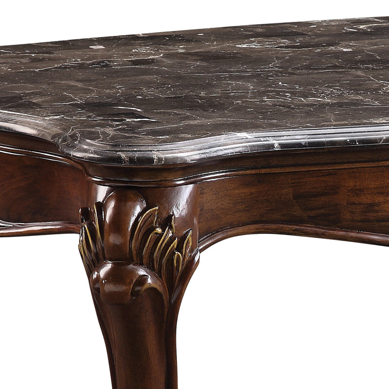 Table basse, plateau en marbre naturel et cerisier