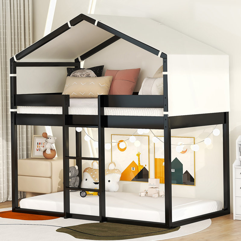 Lit en bois avec tente Annalesia, Tanné