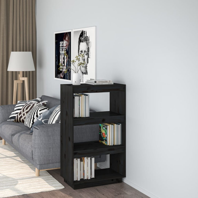Book Cabinet Bookcase, Black, (3 Shelves) 40.6" H x 23.6" W x 13.8" D