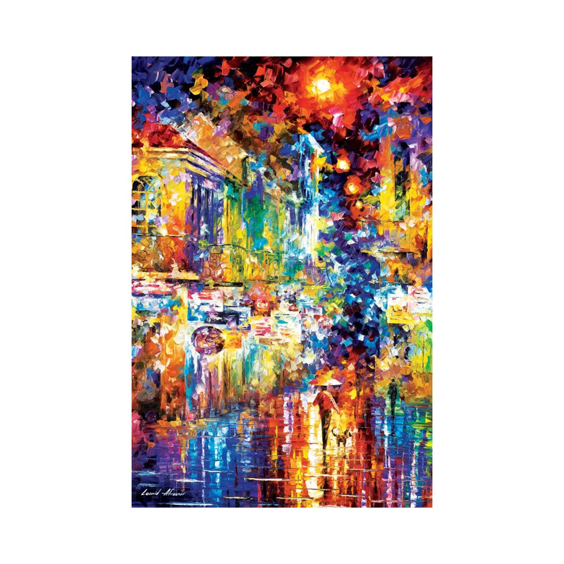 Strolling With A Dog by Leonid Afremov - Painting on Canvas, Wrapped Canvas, 66.04 cm H x 45.72 cm W x 1.91 cm D