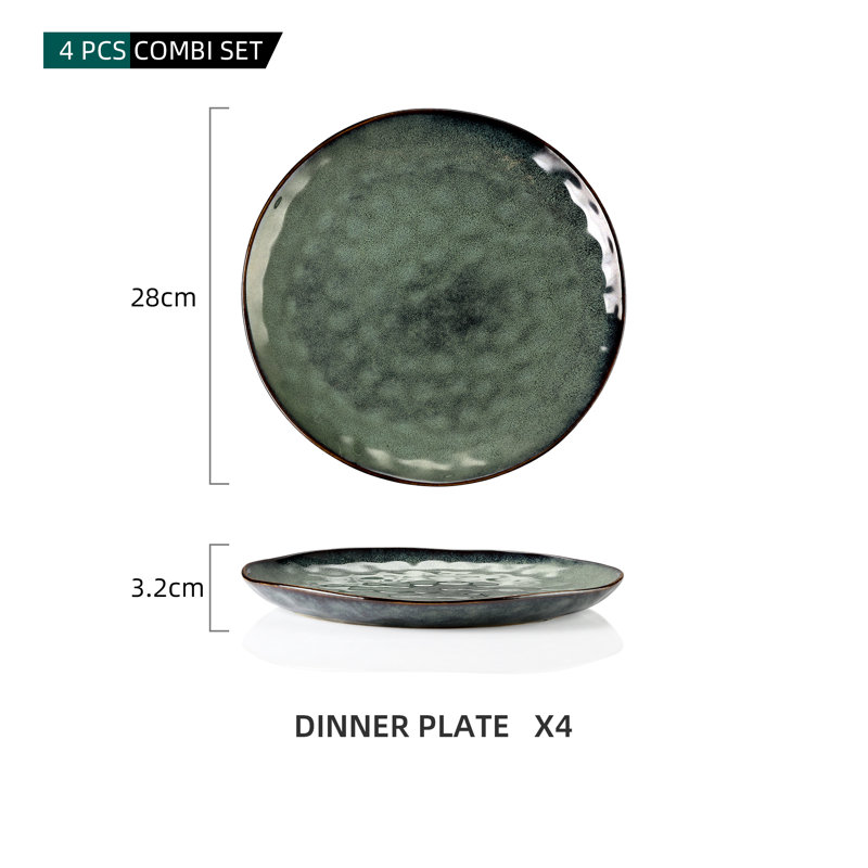 28cm Stoneware Dinner Plate, Forest Green