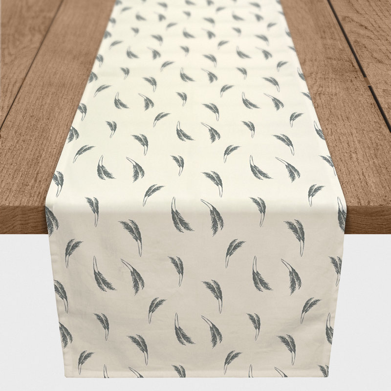 Chemin de table rectangulaire, Crème / gris, 90 po x 16 po