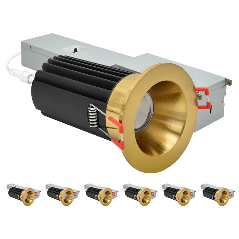 Luminaire à DEL sans lumière de 2 pouces avec garniture ronde interchangeable en laiton Luxrite, 5CCT, CRI90, à intensité variable, 14 / 20W, faisceau 60 °, 1200 / 1700LM 120-277V, paquet de 6