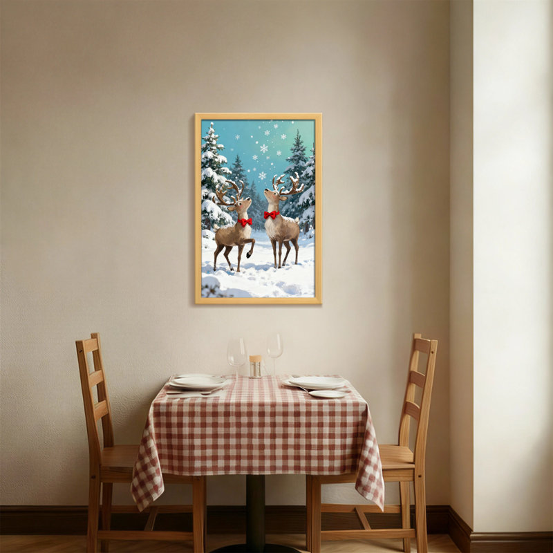 Noël, renne de Noël, scène de forêt enneigée, H 18 po x l 12 po