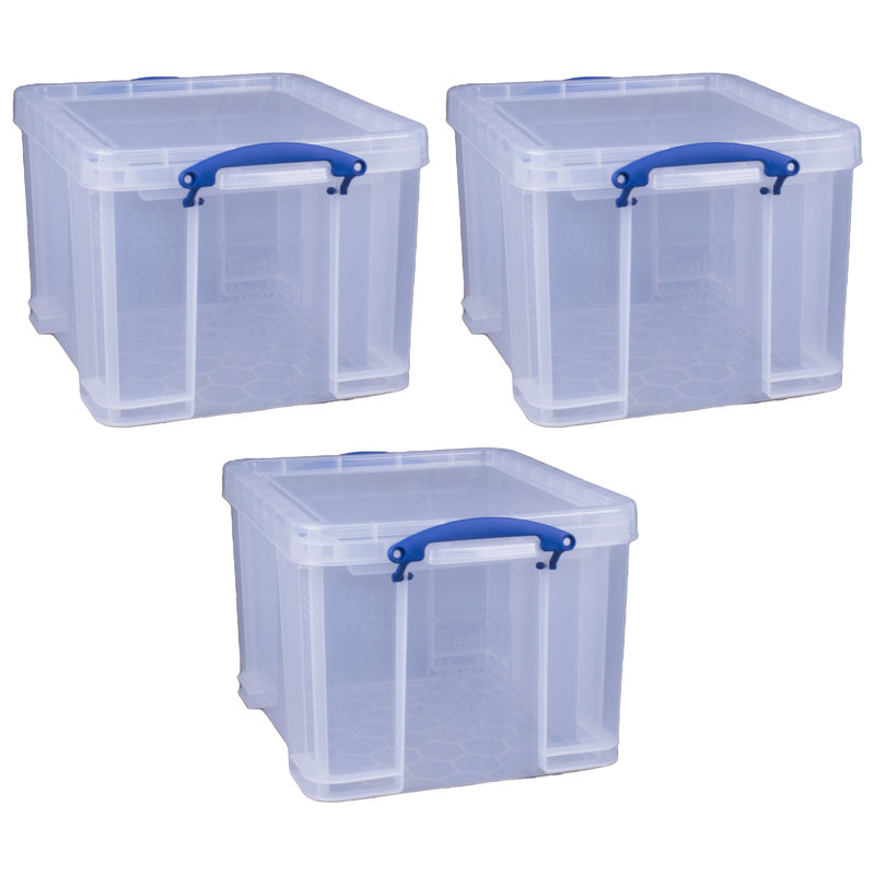 Brayden Studio® 32 Liter Storage Container w/Snap Lock Handles, Clear , 3 Pack