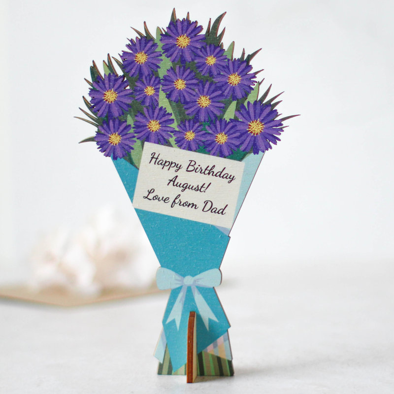 Juliah Personalised Birth Flower Card, September, Aster, Yes