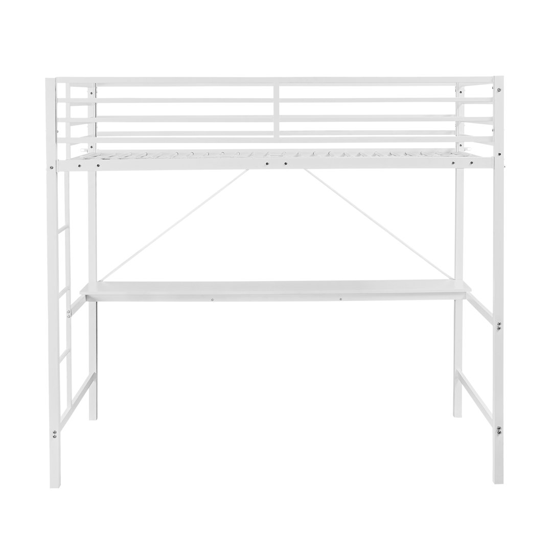 Metal Loft Bed Frame with Desk, Protective Guard Rails and Ladder Isabelle & Max™ Bed Frame 