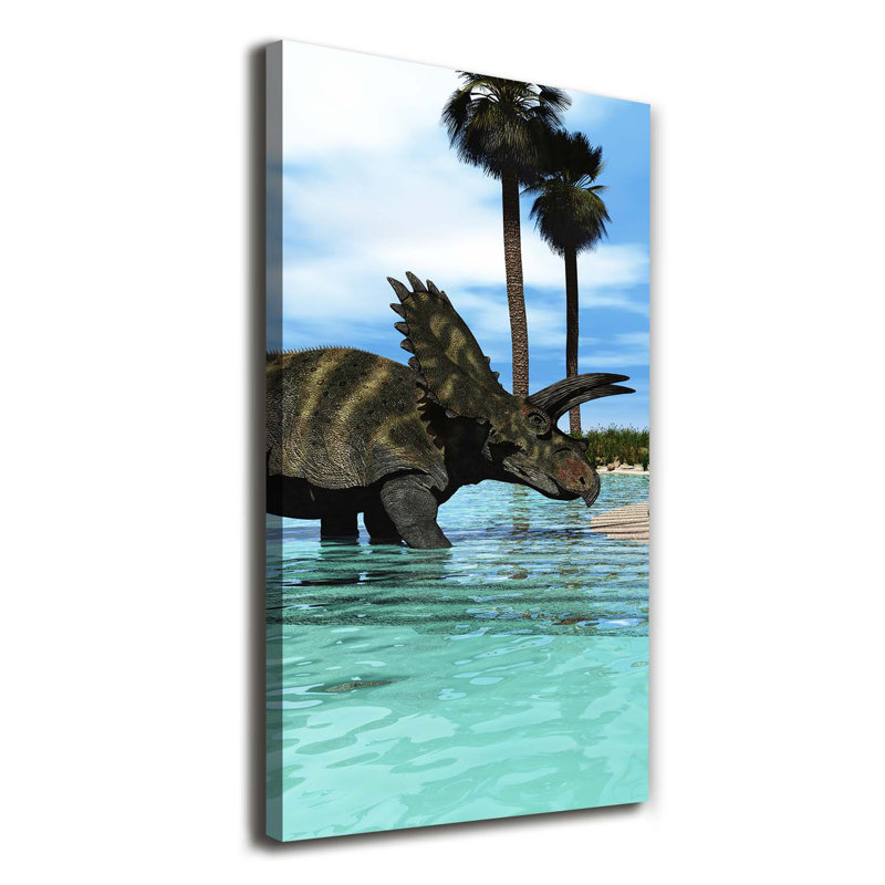 Dinosaurs On The Beach - Wrapped Canvas Print