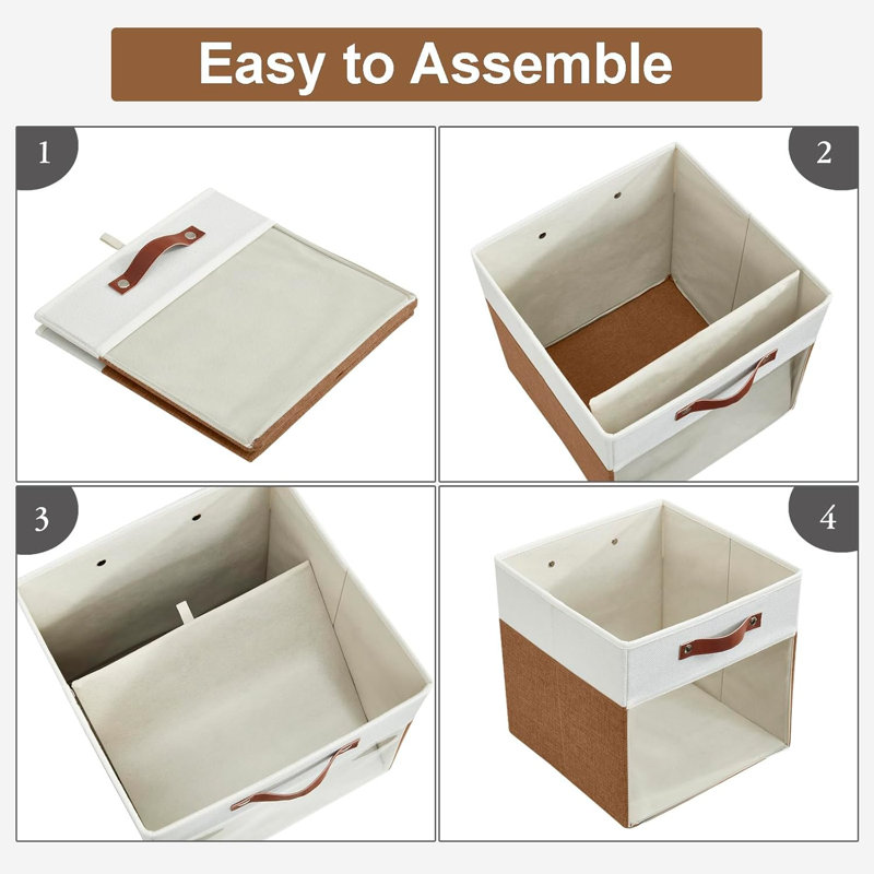 13 X 13 Inch Collapsible Storage Box With Clear Window And Handles (Pack Of 4), Brown