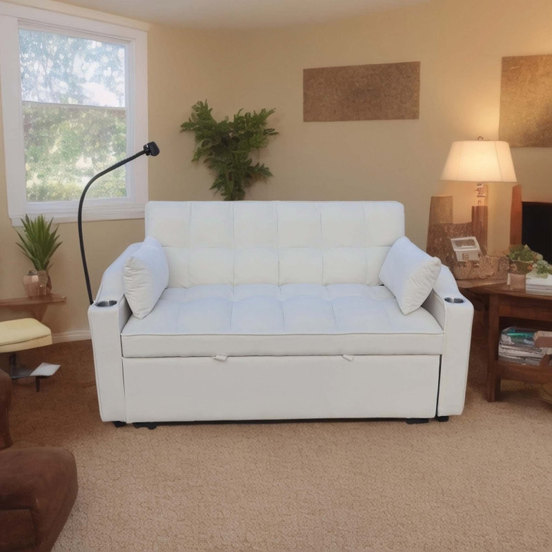 Versatile Convertible Sofa Bed with Pullout Feature and Plush Pillows for All