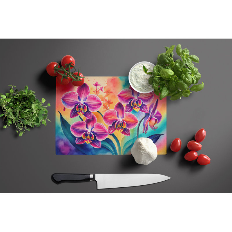 Orchids in Color Glass Cutting Board Large