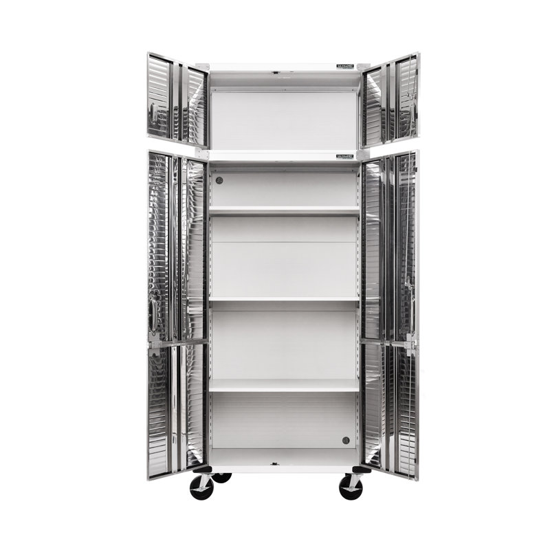 Seville Classics UltraHD 2 Piece Stainless Steel Storage System, 90" H x 36" W x 18" D, White