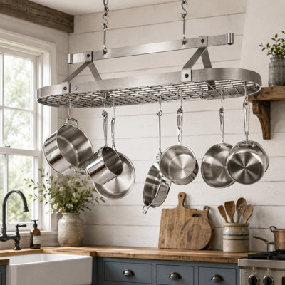 Handcrafted French Oval Ceiling Pot Rack
