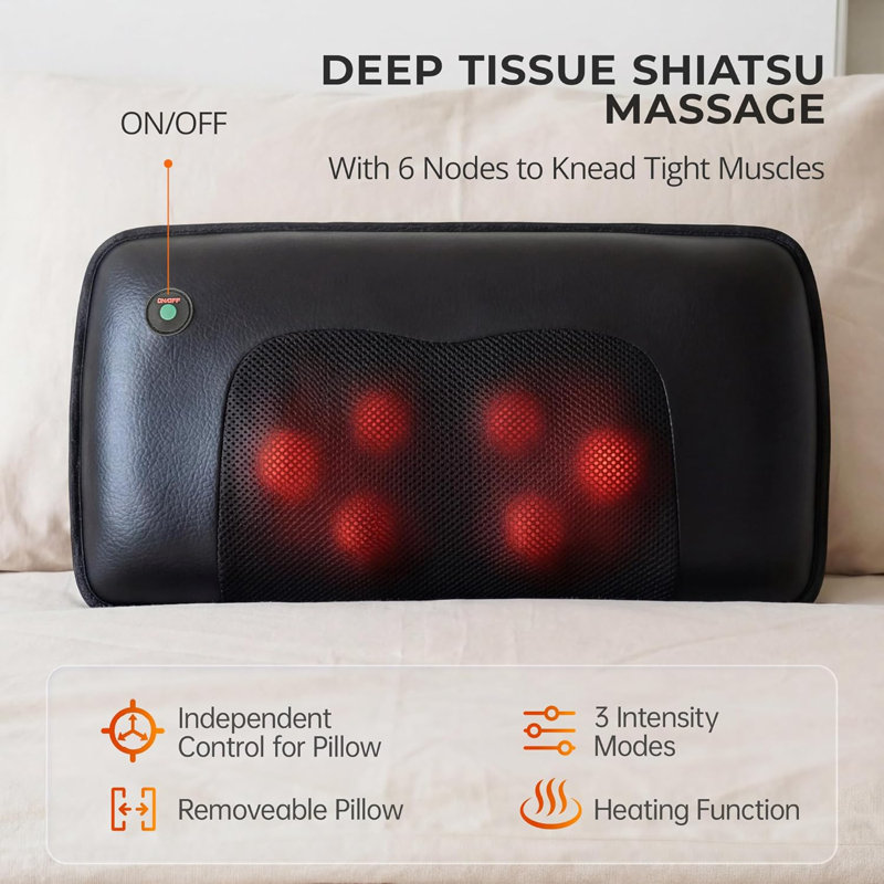 Tapis de massage complet pour le corps avec chaleur, coussin de massage détachable, soulagement de la douleur des tissus profonds, 10 moteurs vibrants et 9 réglages de vitesse pour se détendre à la maison ou au bureau