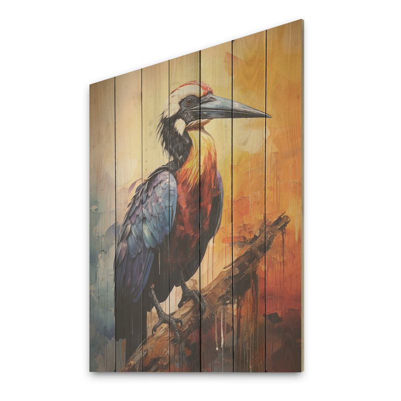 Coucher de soleil coucher de soleil Pelican Harmony IV - Pélican sur bois, H 20 po x l 10 po