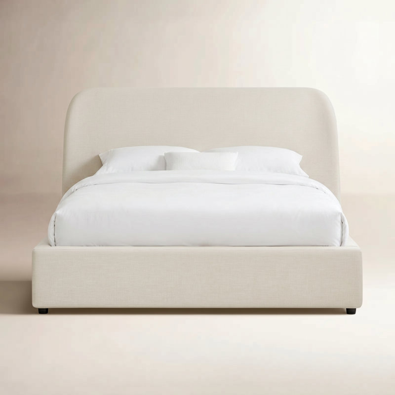 Praia Bella Upholstered Platform Lift Storage Bed, Cream