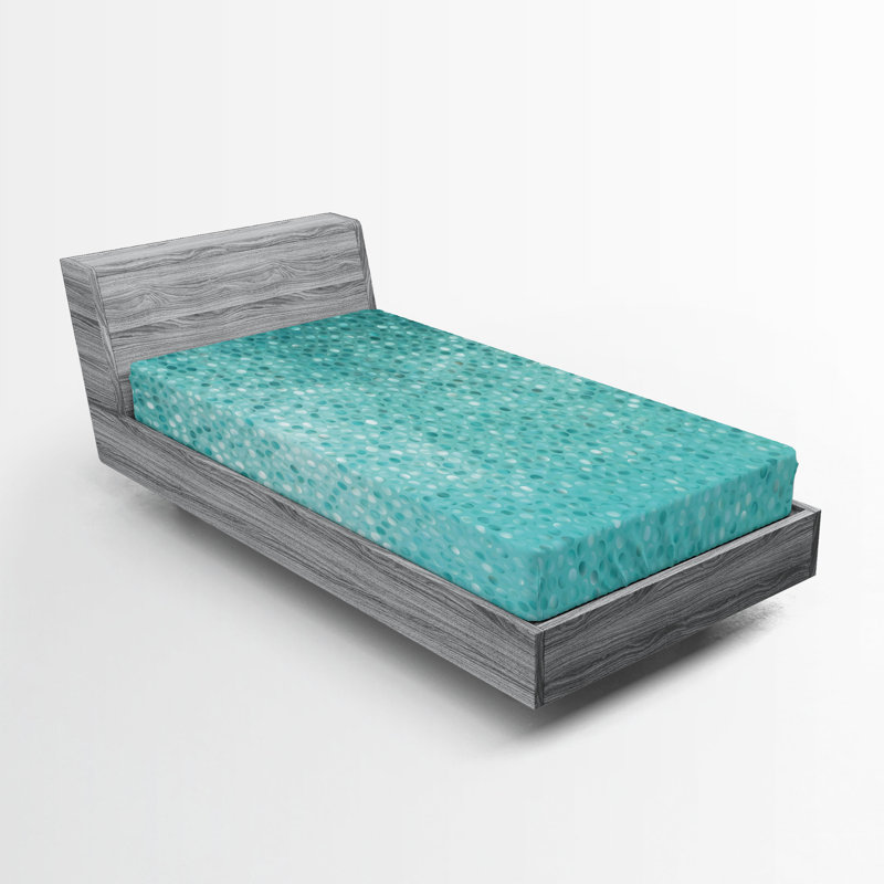 Ambesonne Blue and White Fitted Sheet 2-Pack Polka Dot Pattern Turquoise Seafoam, Twin Fitted Sheet