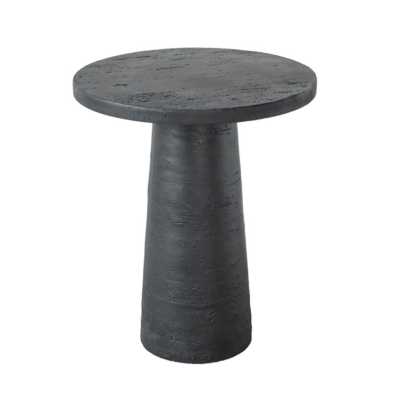 22X22x25.5" Black Round Side Table With Pedestal Base
