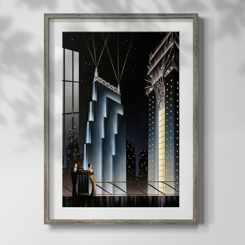 Metropolis, reproduction encadrée, Blanc, Papier encadré argent vieilli