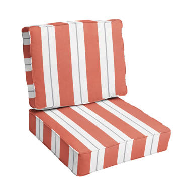 Sunbrella Stripe Outdoor Seat Cushion Red/Green