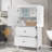 Bathroom Storage Cabinet With Two Doors, 2 Drawers And Adjustable Shelf-1953685684