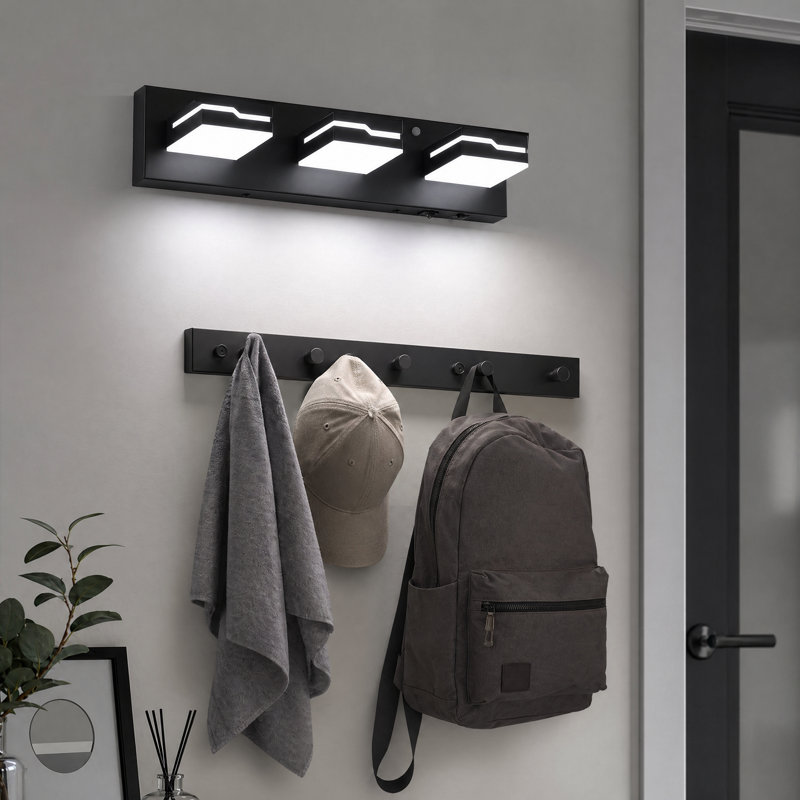 Éclairage de salle de bain 19 po à 3 lumières DEL à intensité variable avec capteur de mouvement et température de 3 couleurs pour la salle de bain