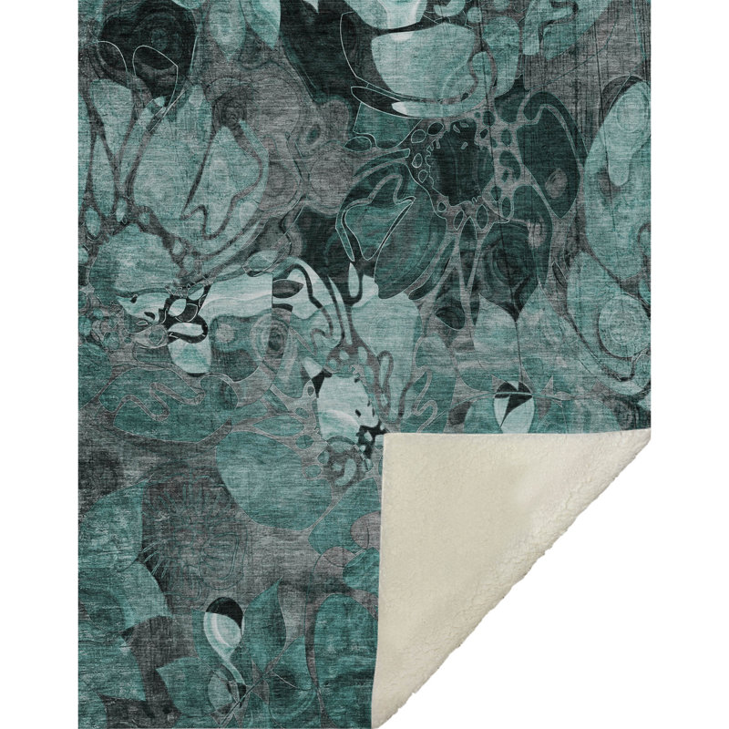 Jeté en sherpa floral Addison, Sarcelle