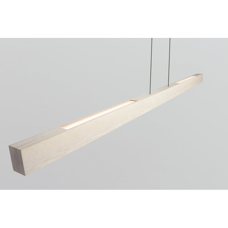 Una 1 - Light LED Kitchen Island Pendant - Downlight Only, 4000K, White Washed Oak, 2.75" H x 48" W x 2" D