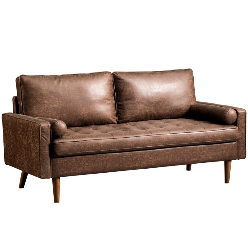 Mccaulley Upholstered 69.68'' Sofa, Suede Dark Brown