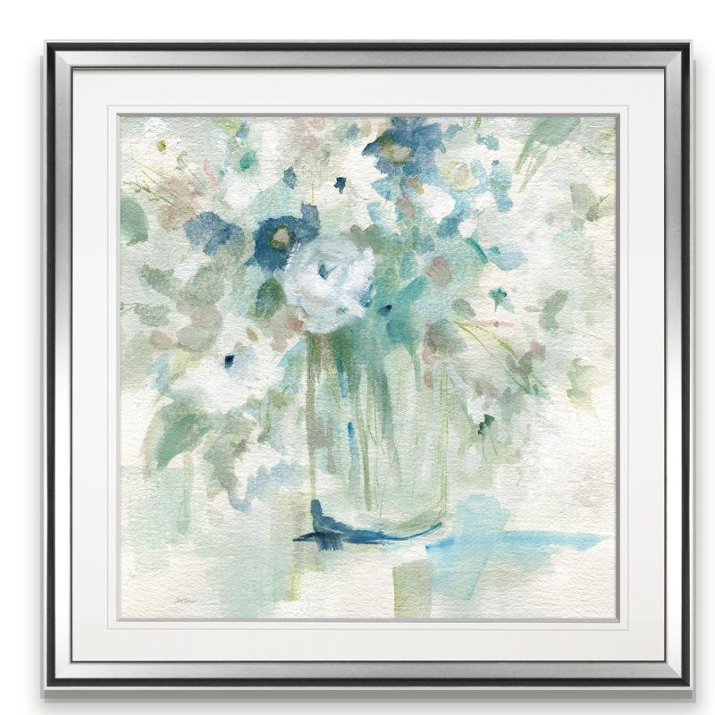 « fleuriing aparters », peinture, H 16 po x l 16 po x p 1,5 po, Cadre argenté
