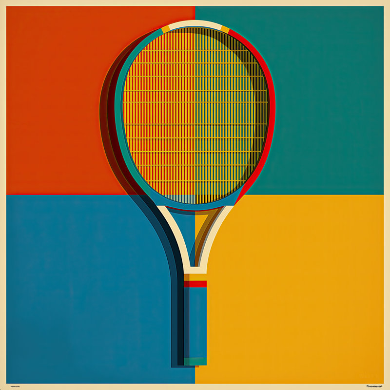 Raquette de tennis - Toile bleue pour décoration intérieure