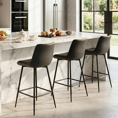 PU Leather Upholstered Counter & Bar Stool Set of 3