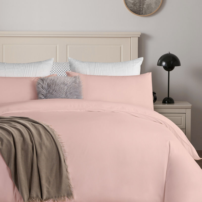 100% Cotton Duvet Cover, Queen Duvet Cover + 2 Standard Pillowcases, Pink