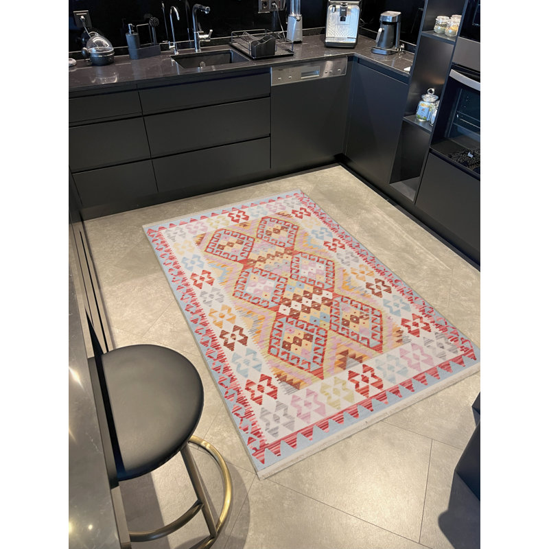 Tapis décoratif multicolore à motif papillon, Tapis de couloir 3 pi 3,37 po x 9 pi 10,11 po