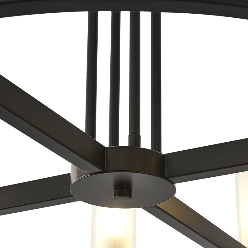 12-Light Dimmable Wagon Wheel Chandelier, Matte Black