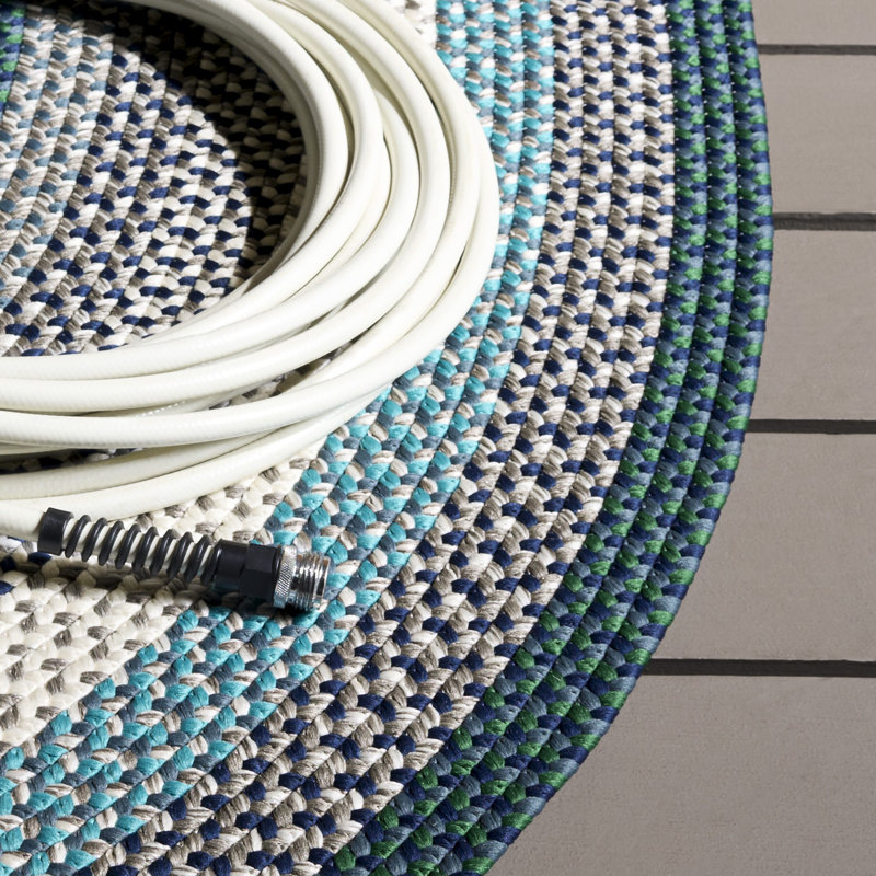 Braided Hand Woven Machine Washable Striped Outdoor Indoor/Outdoor Area Rug, Oval 5' x 8'